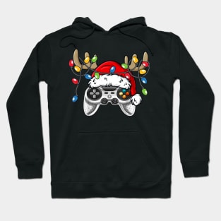 Games Controller With Santa Hat Reindeer Antlers Christmas Lights Hoodie